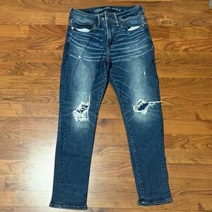 American Eagle Outfitters Dark Blue Distressed Jeans